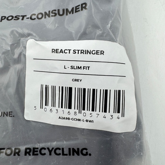 NEW Gymshark React Stringer Large Slim Fit Grey - Picture 5 of 6